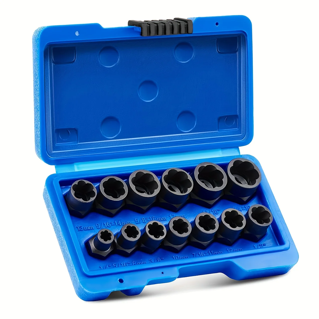 

13Pcs Impact Bolt & Nut Remover Set, Stripped Bolt Extractor Set, Easy Out Rusted Rounded Damaged Nuts and Bolts