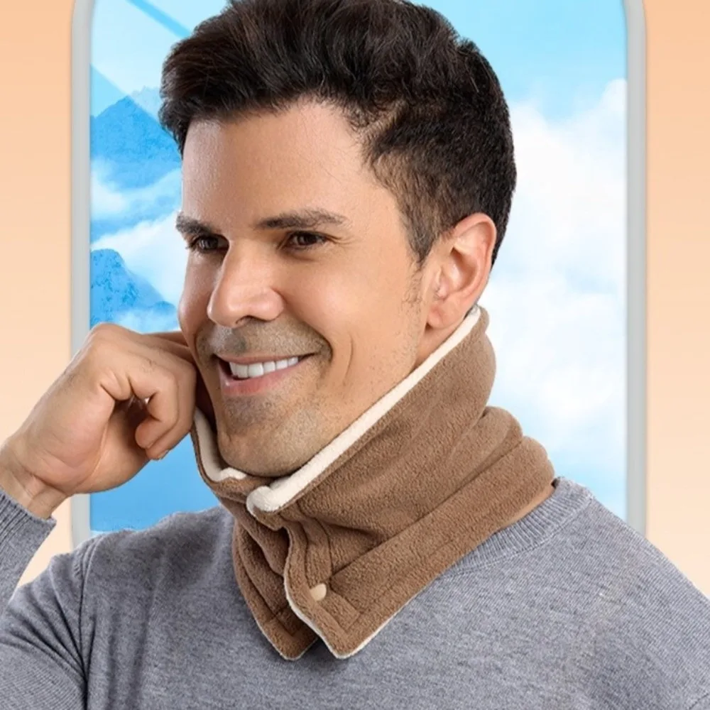 

Luxury Polar Fleece Winter Knitted Scarf Double-sided Solid Color Fleece Muffler Windproof Gaiter Warm Neck Warmer Men