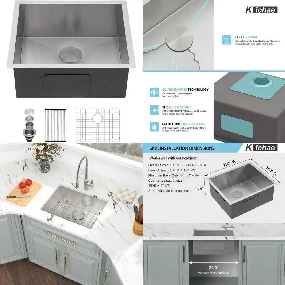 الفولاذ المقاوم للصدأ 21 بوصة Undermount وعاء واحد المطبخ بار بالوعة الحديثة يدويا كونترتوب الرطب بار بالوعة #1
