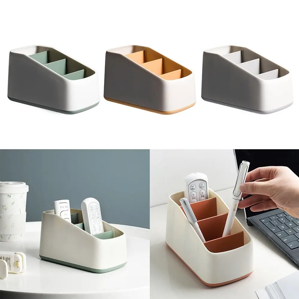 4 Slot Table Storage Box ABS Remote Control Holder Phone Holder Tidy Organizer Case for Home Office Desktop