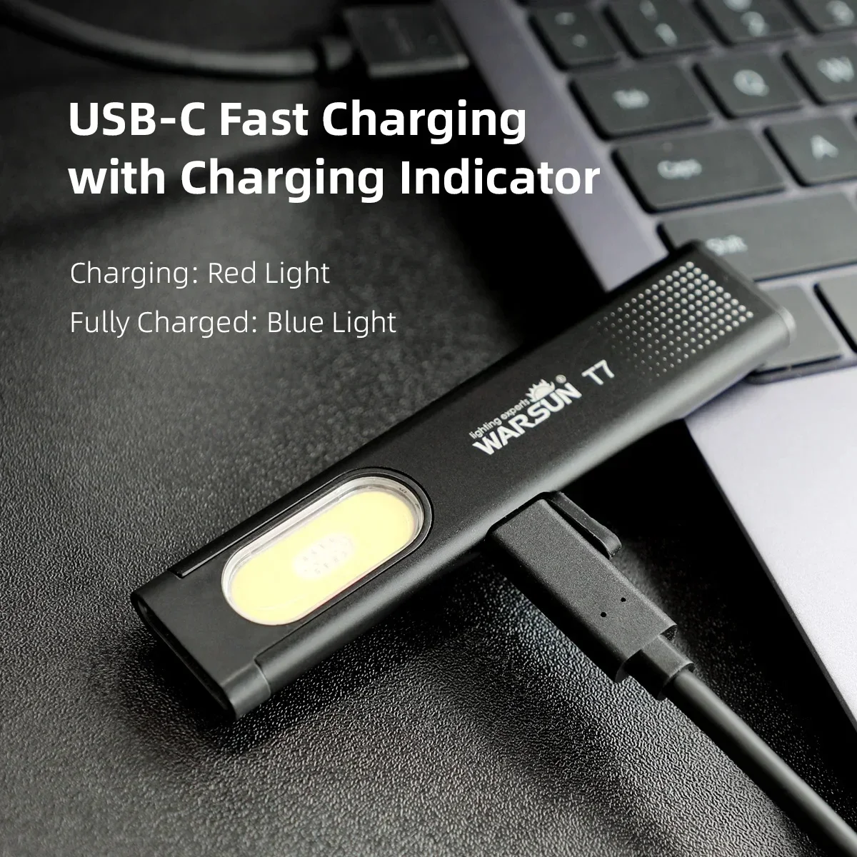 Keychain Flashlight USB-C  Rechargeable 800Lm Multifunctional Lighting Durable Mini Auto Repair Hat Clip Work Light LED