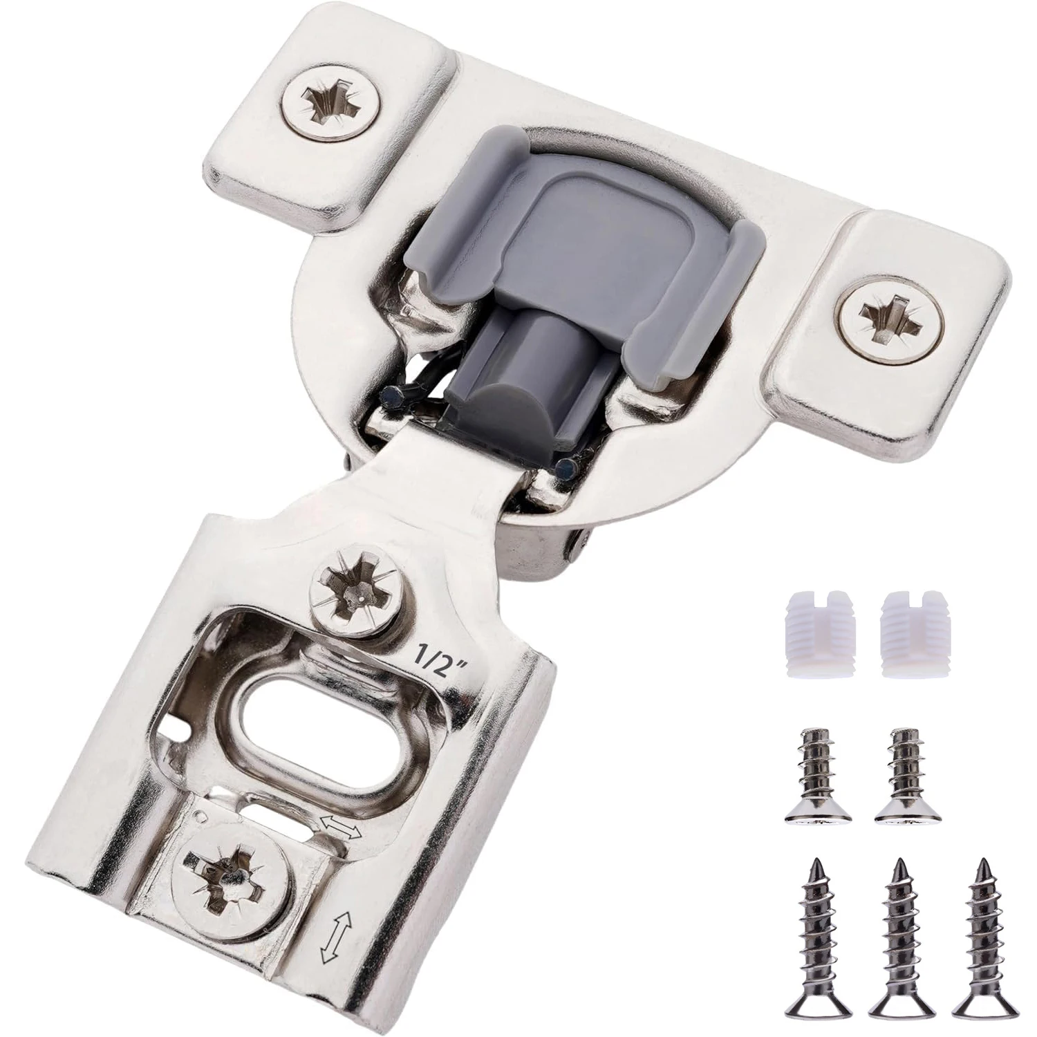 

1-2 inch Overlay Soft Close Hinges for Kitchen Cabinet Hinges Satin Nickel Hidden Hinges Stainless Steel