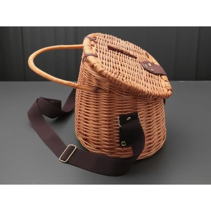 

Handwoven Wicker Fish Basket - Portable Fishing Trap Keeper