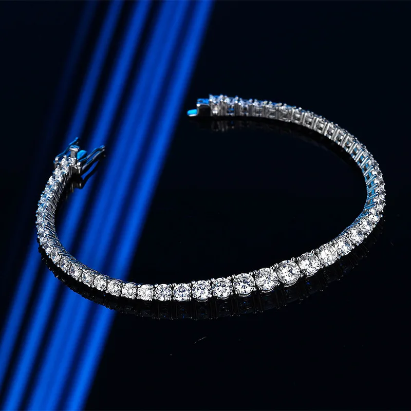 

Luxury Solid Platinum PT950 Women's Gradient Moissanite Diamond Bracelet Full Diamond Ins Fashion Style