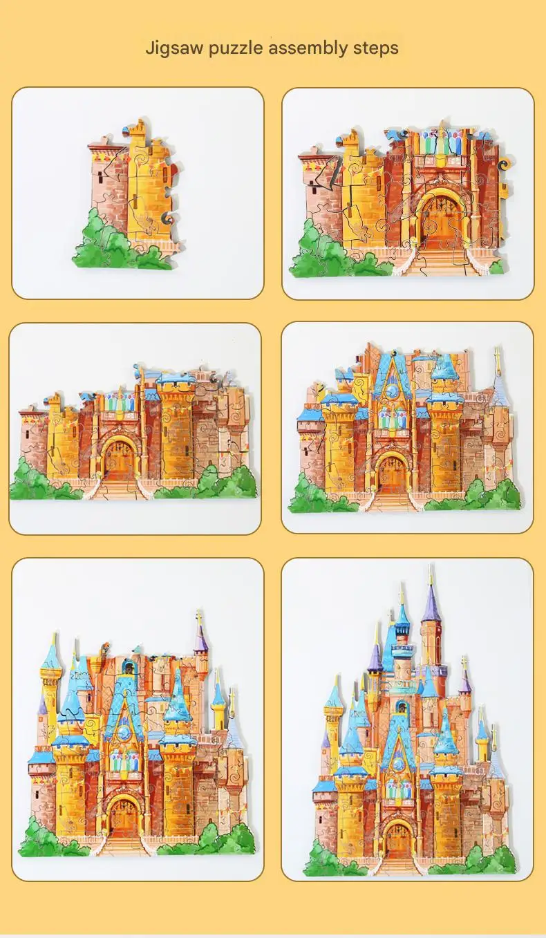 Drewniana zabawka dla dzieci - ukryty zamek, układanka, zabawka edukacyjna rozwijająca koordynację wzrokowo-ruchową i rozwijająca umysł dziecka.