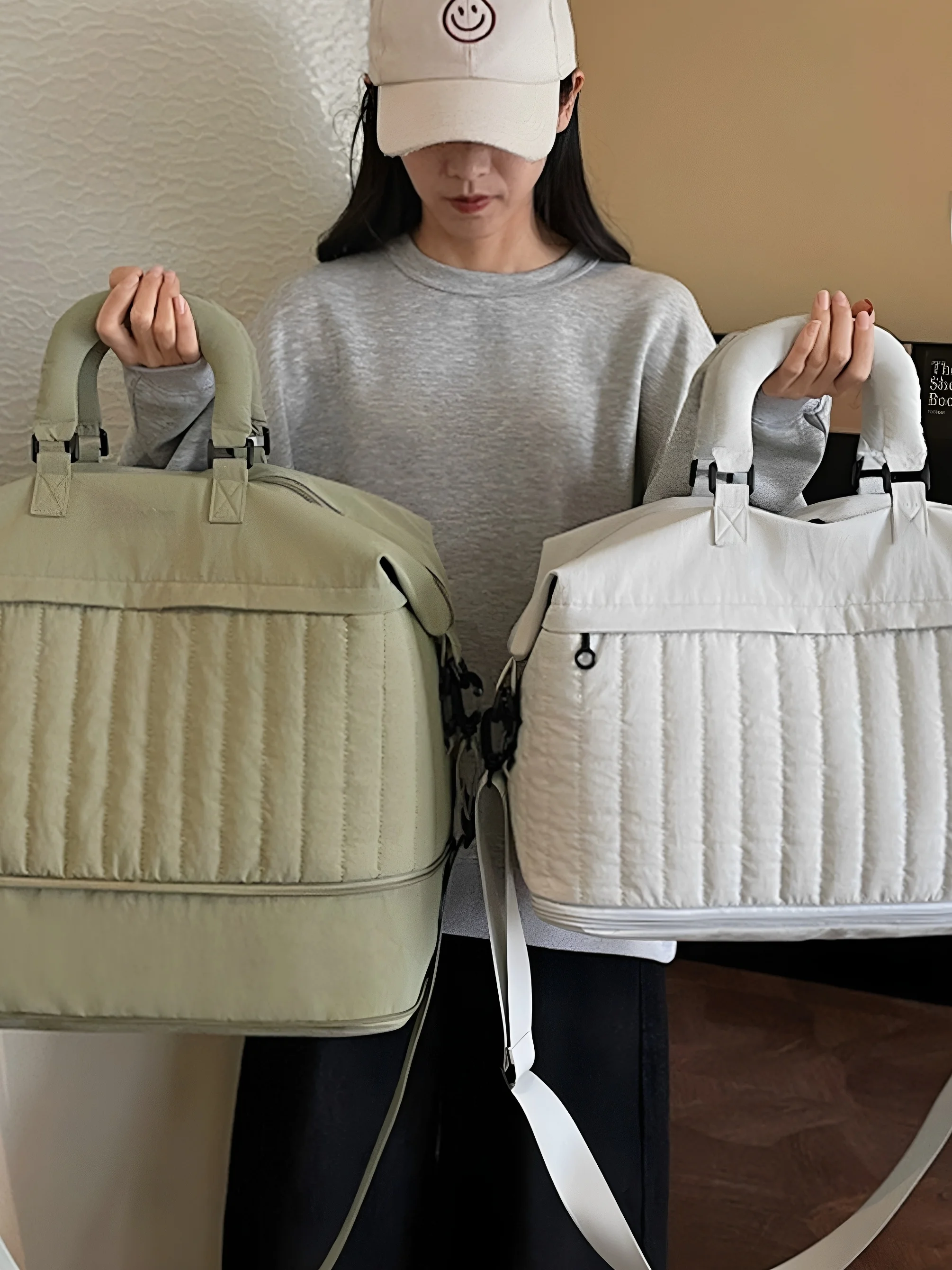 large-capacity-short-trip-women's-carry-on-bag-travel-sports-fitness-convenient-storage-luggage-bag-outing-cover-with-handle