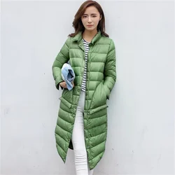 2022 autunno inverno donna piumino d'anatra bianco ultraleggero piumino sottile sottile Parka femminile lungo caldo piumino capispalla