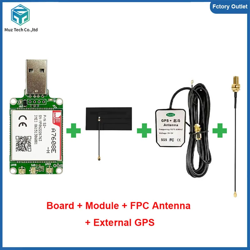 โมดูล SIMcom A7608E-H USB Dongle 4G LTE CAT4 รองรับข้อมูล/เสียง/GNSS ชุดบอร์ดแยกส่วนเสริมพร้อมเสาอากาศ FPC+GPS