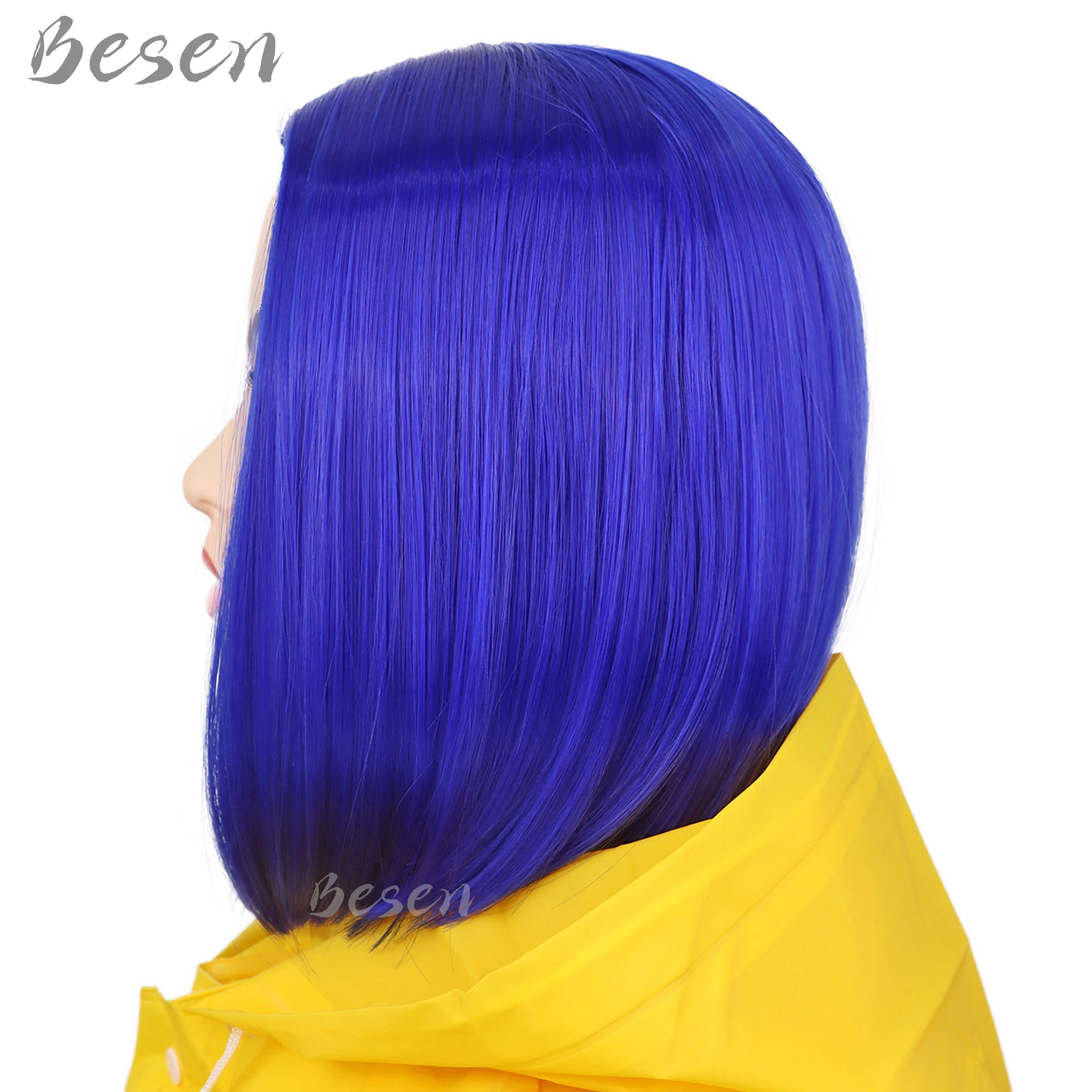 Synthetic Dark Blue Bob Wigs for Coraline Costume Women Girls Women\'s Costume Wigs Colored Bob Wigs for Cosplay Halloween Party