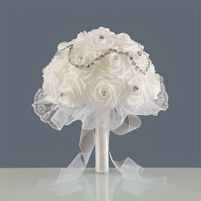 Bouquet de mariée élégant - Bouquet de mariage portable en fausse rose pour les mariées et les demoiselles d'honneur