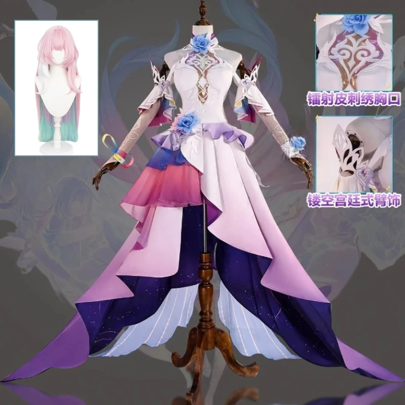 ANIMECC في المخزون XS-2XL سيرين تأثيري حلي شعر مستعار أنيمي لعبة هونكاي ستار السكك الحديدية تأثيري فستان هالوين ملابس الحفلات للنساء #1