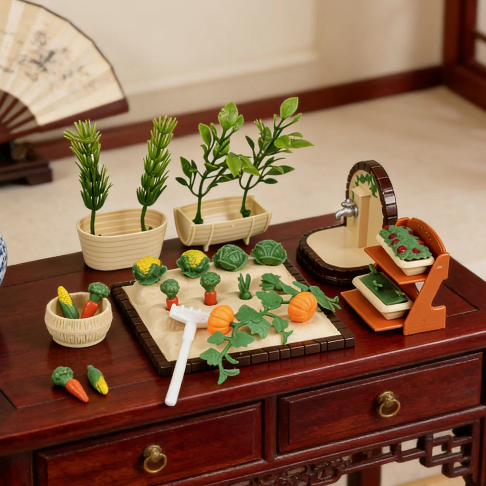 Miniature Vegetable Garden Toy Multi-Function Garden Sand Tray Ornament Reusable Gifts for Kids Children Birthdays/New Year