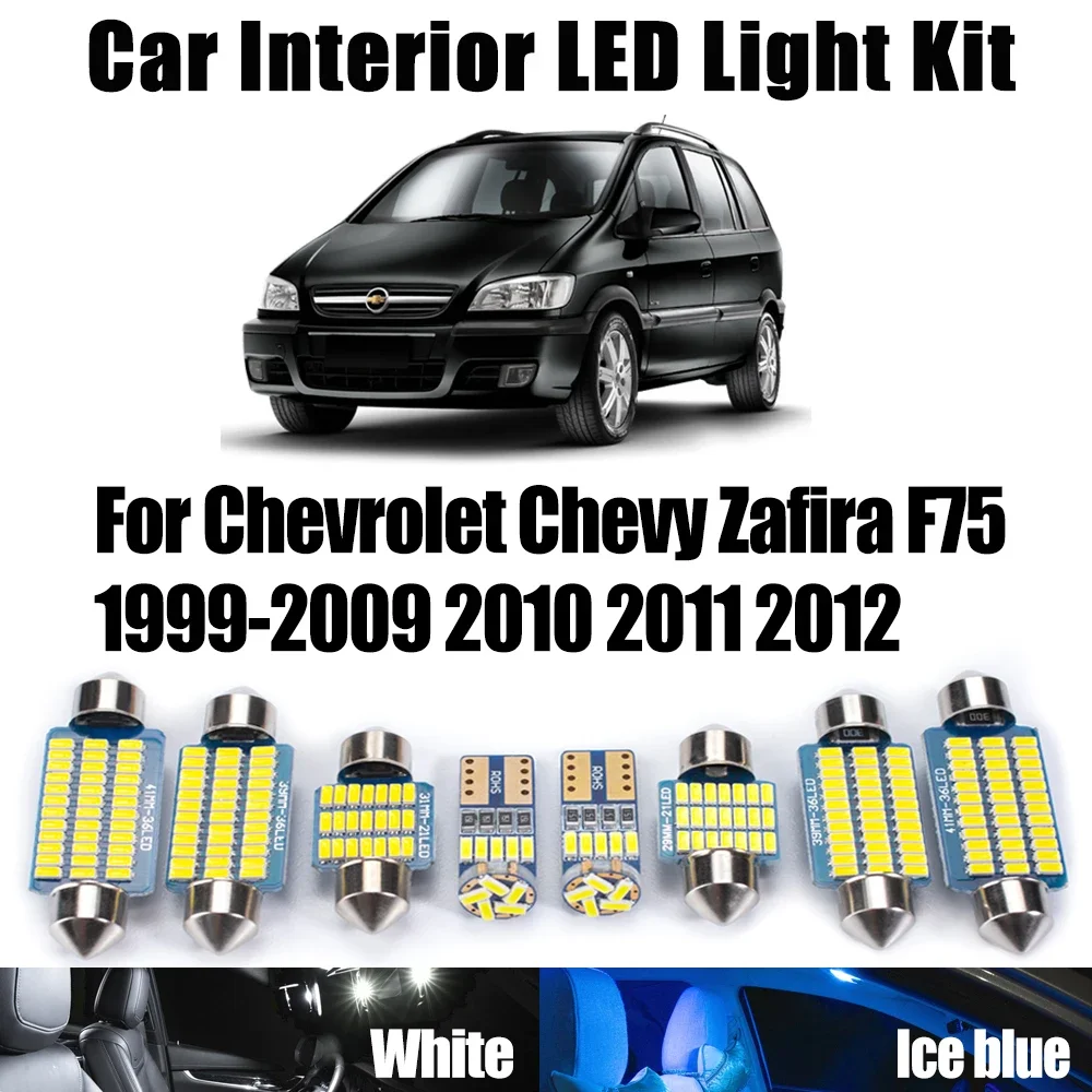 

10Pcs Canbus LED Interior Car Bulbs Kit Reading Trunk Map Dome Light For Chevrolet Chevy Zafira F75 1999-2011 2012 Accessories