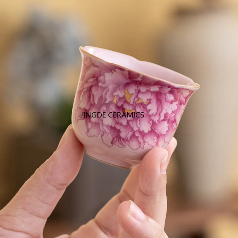 2 pcs/lot Chinese Ceramics Small Teacup Home Office Handmade Luxury Retro Teaware Accessories Single cup Master Drinkware 45ml