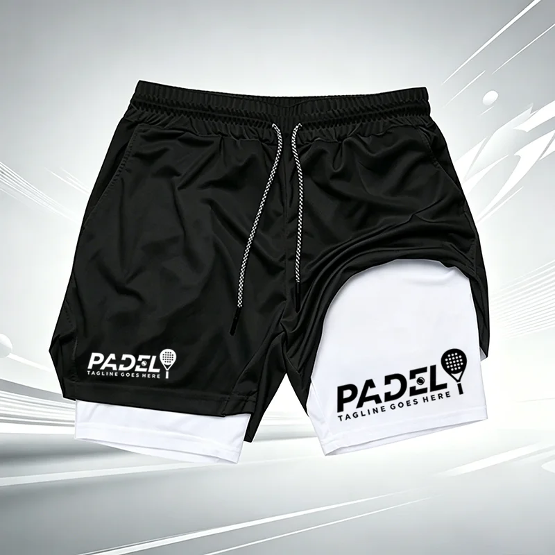 Padel Tennis 2-in-1 Performance-Shorts für Herren, schnell trocknende, reibungsarme Kompressions-Liner-Shorts für Sport und Fitnesstraining wx217 – Detail 6