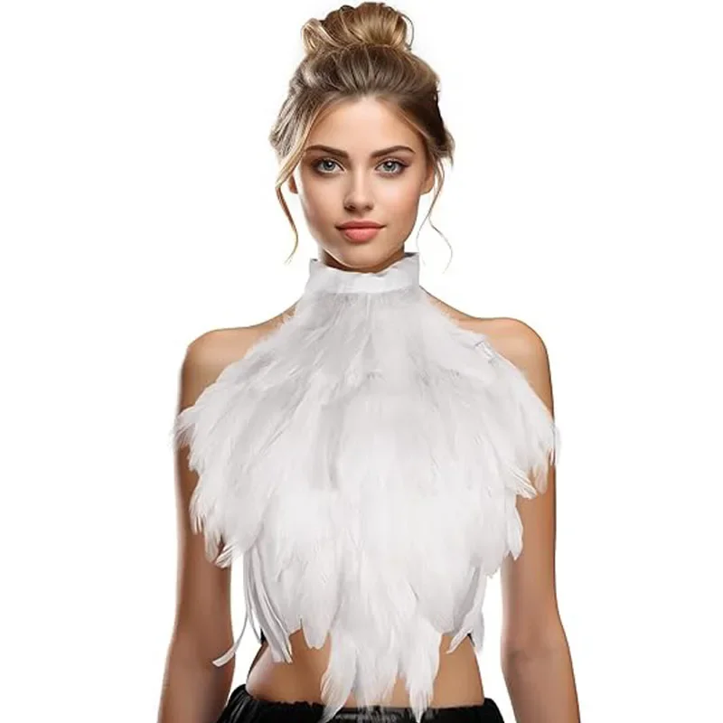 Feather Cape Shawl Costume Witch Wings Collar Adult Crow Neck