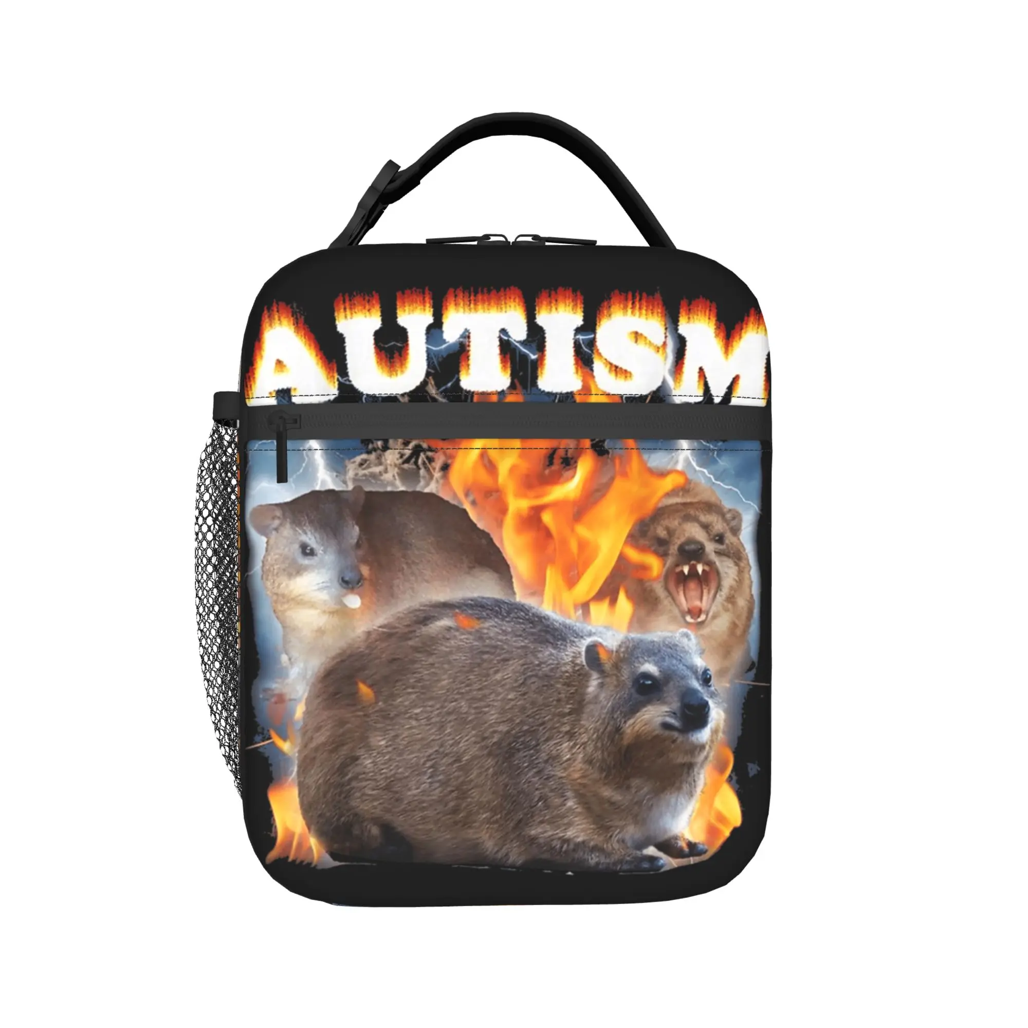 Funny Meme Autism  Animal Lunch Bag  Convenient Lunch Box Women Office Designer Cooler Bag Cute Oxford Thermal Lunch Bags
