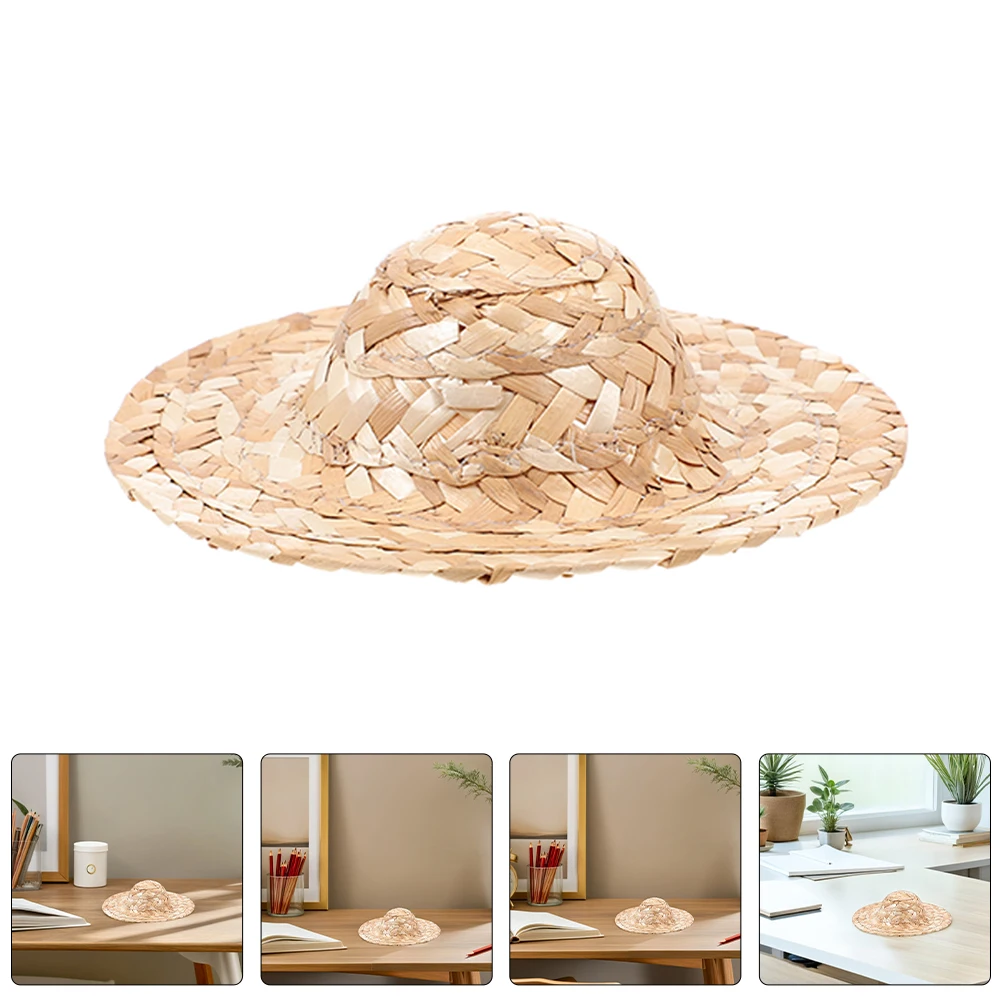 

6pcs Miniature Straw Handwoven Mini Hats Elegant Craft Ornaments For Diy Crafts Home Garden Decoration Sombrero Caps Lightweight