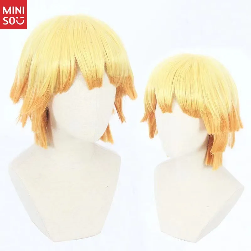 

Miniso Zenitsu Agatsuma Cosplay Wig, Gradient Yellow Orange Hair for Thunder Breathing Swordsman Look