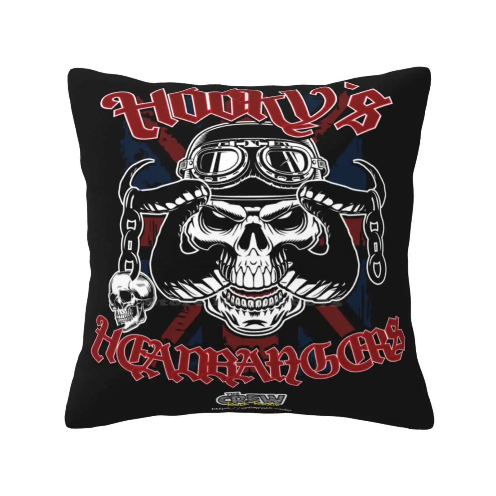 Hooky'S Headbangers Funny Cute Decor Square Pillowcase Crew Radio Metal Goth Radio Station