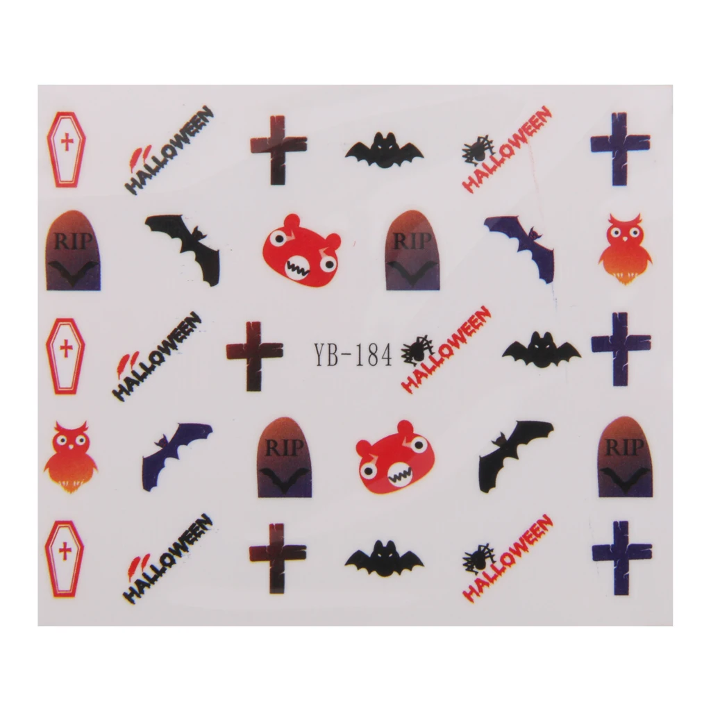 1 시트 3D 혼합 네일 스티커 팁 매니큐어 물 전송 데칼 장식 디자인