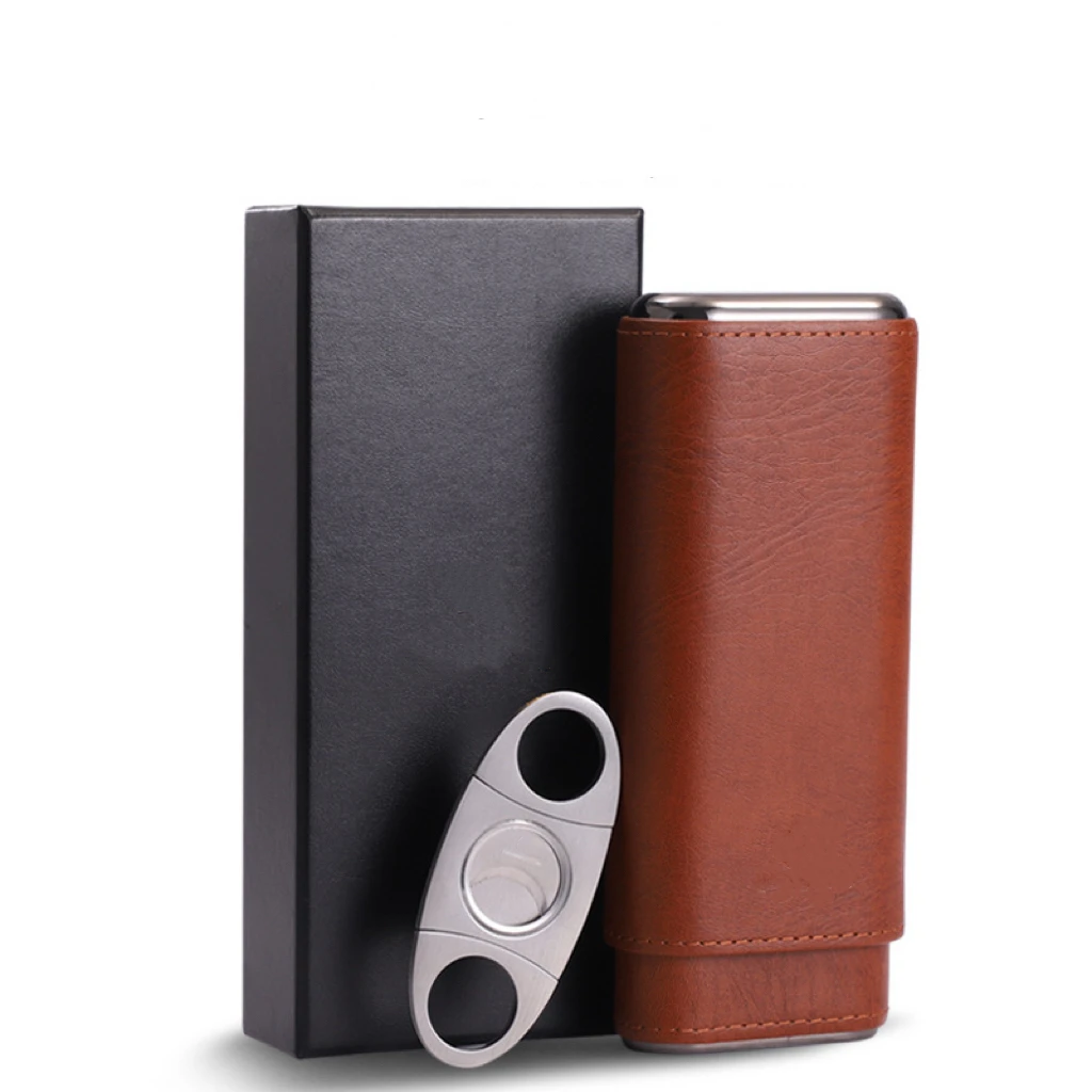 Cigars - Cigar Accessories Include Stainless Steel Cigar Cutter - Cigar Gift Box For Cigar Lovers (Brown)