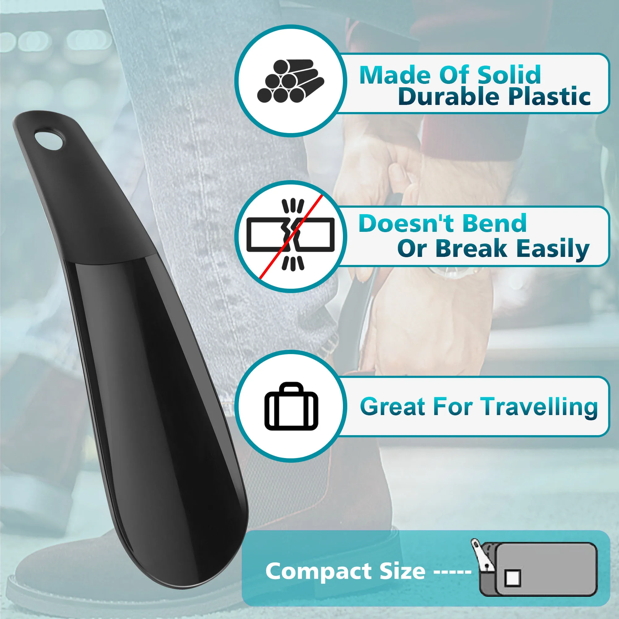 Professional Shoe Horn Sturdy Slip Shoe Lifter Stand Plastic Spoon Shape Smooth Shoe Horns Wearing Shoes Nice Tool for Traveling image 3
