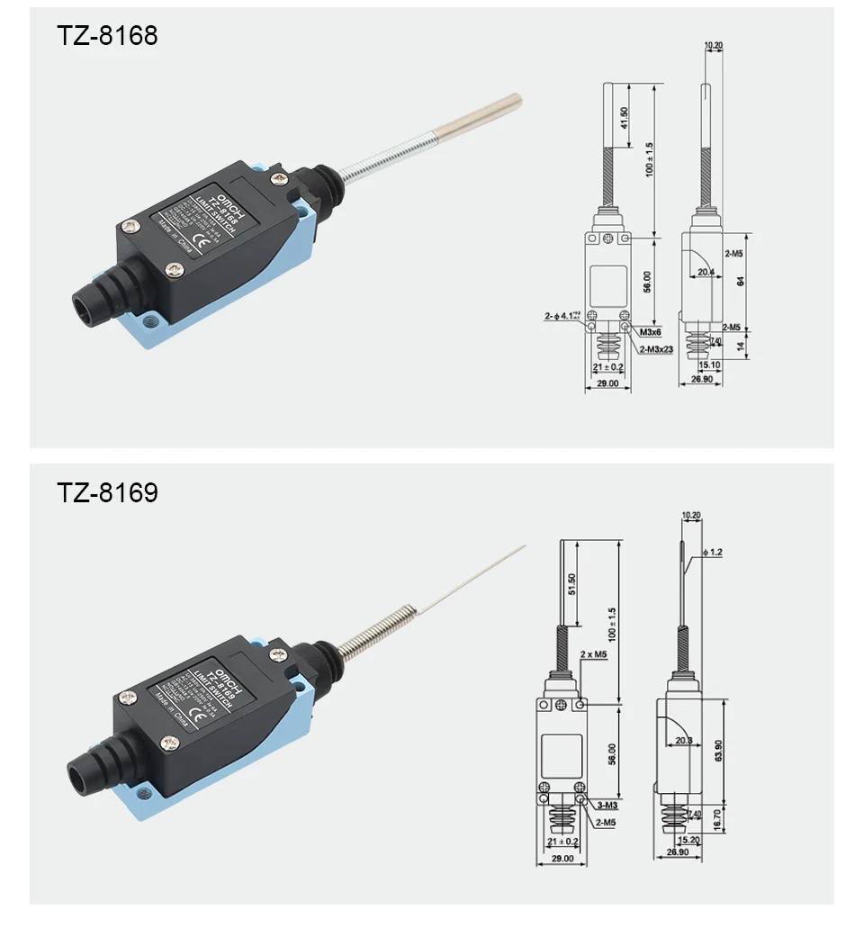 OMCH Silberkontakt Selbstrückstellender Endschalter TZ-8104 8107 8108 8111 8112 8122 8166 8168 8169 IP65 Wasserdichter Reiseschalter – Detail 16