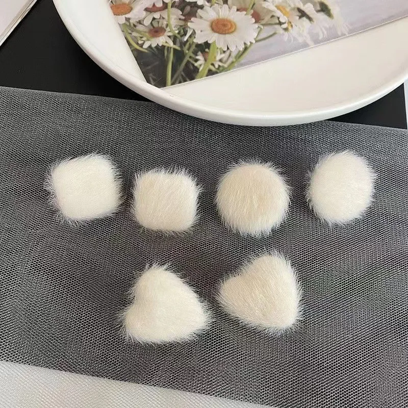 KADRUFI Women Korean Fashion Winter White Plush Stud Earrings Girls Heart Round Square Shape Furry Soft Earring Jewelry Gift