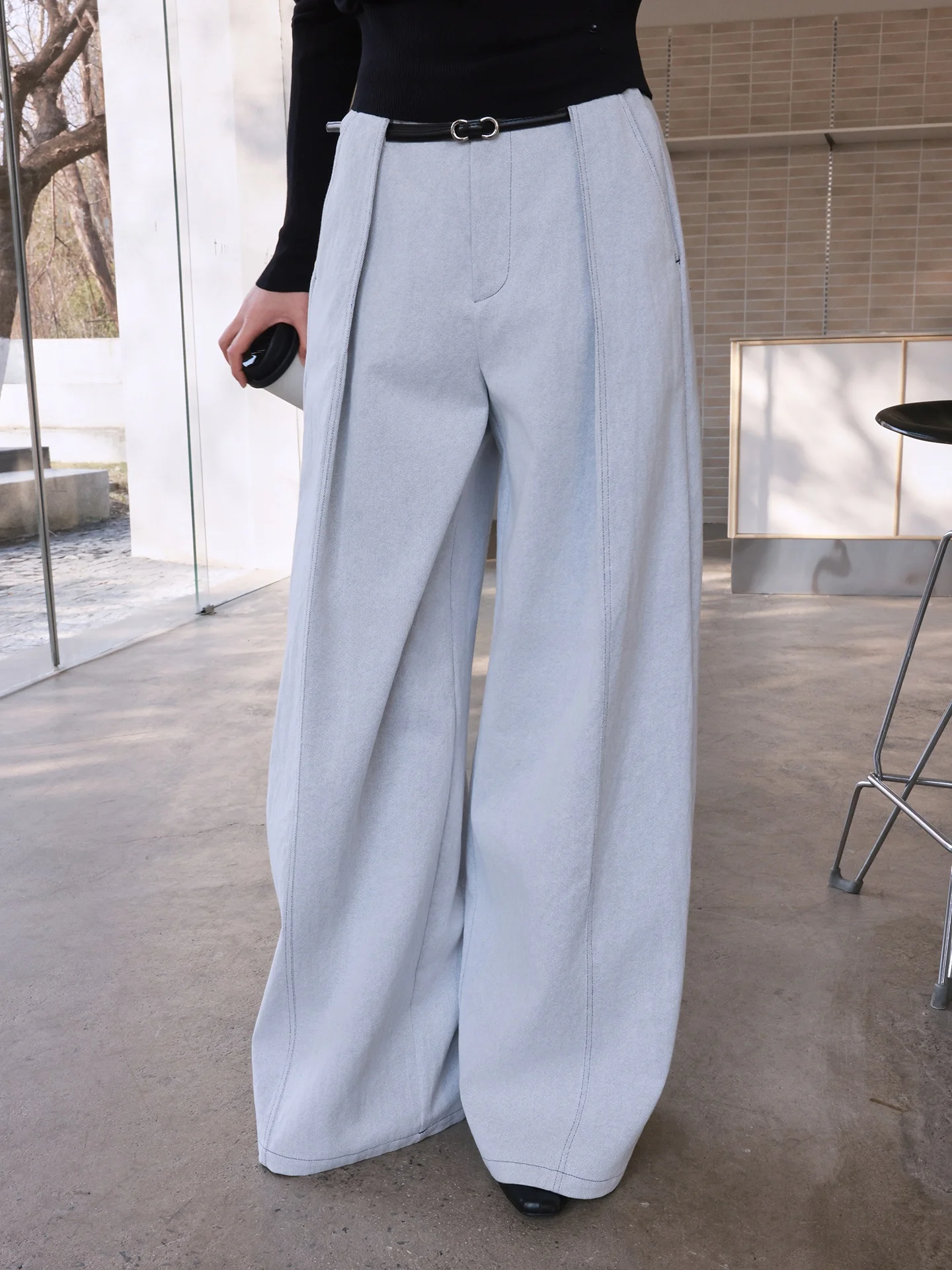 

Джинсы Jieji Zhang Spring Design: широкие, приталенные, повседневные, хлопковые, длинные, в пол, удобные для поездок на работу, женские