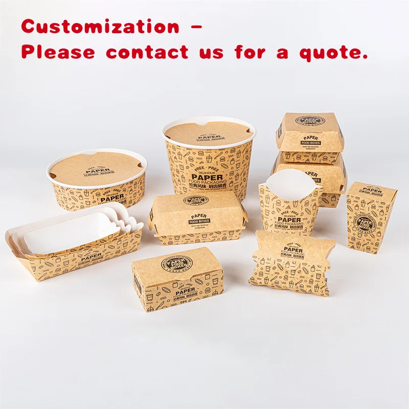 

custom.LOKYO Custom Kraft Paper Folder Box Fast Food Packaging French Fries and Fried Chicken Take-Away Durable