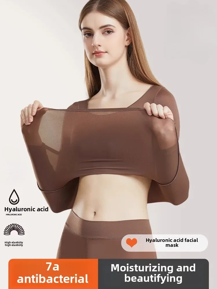 

Гиалуроновый увлажняющий комплект теплого нижнего белья, костюм-маска для лица Fever Skin Beauty, высокоэластичный теплый костюм, женский