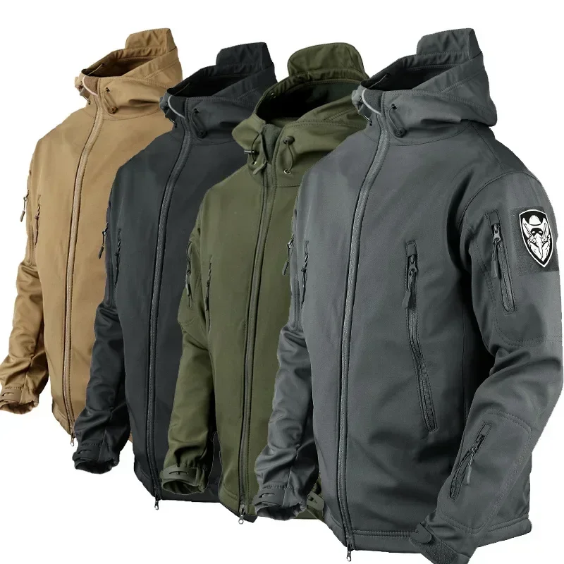 5XL 12Color Outdoor Windproof and Waterproof Soft Shell, Thickened and Plush Tactical Multi Pocket Workwear Jacket and Pants