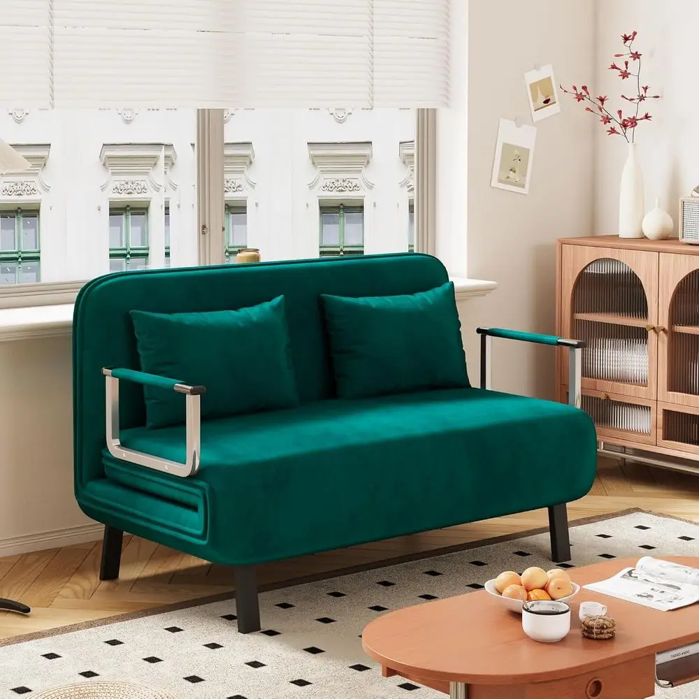 

3 in 1 Convertible Chair Bed with 5-position Adjustable Backrest, 39" Practical Sleeper Chair with 2 Soft Pillow, Tri-Fold Chais