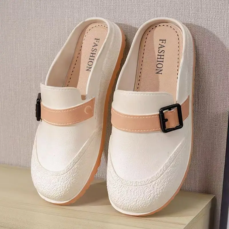 

Женские летние новые водонепроницаемые полутапочки Baotou, нескользящие домашние тапочки на мягкой подошве с литьем, уличные пляжные тапочки