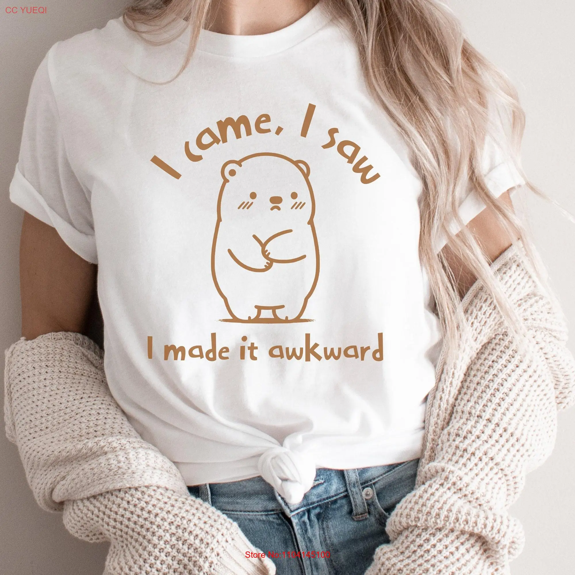 Funny Bear Quote T Shirt Socially Awkward Humorous Introvert Comfy Casual long or short sleeves