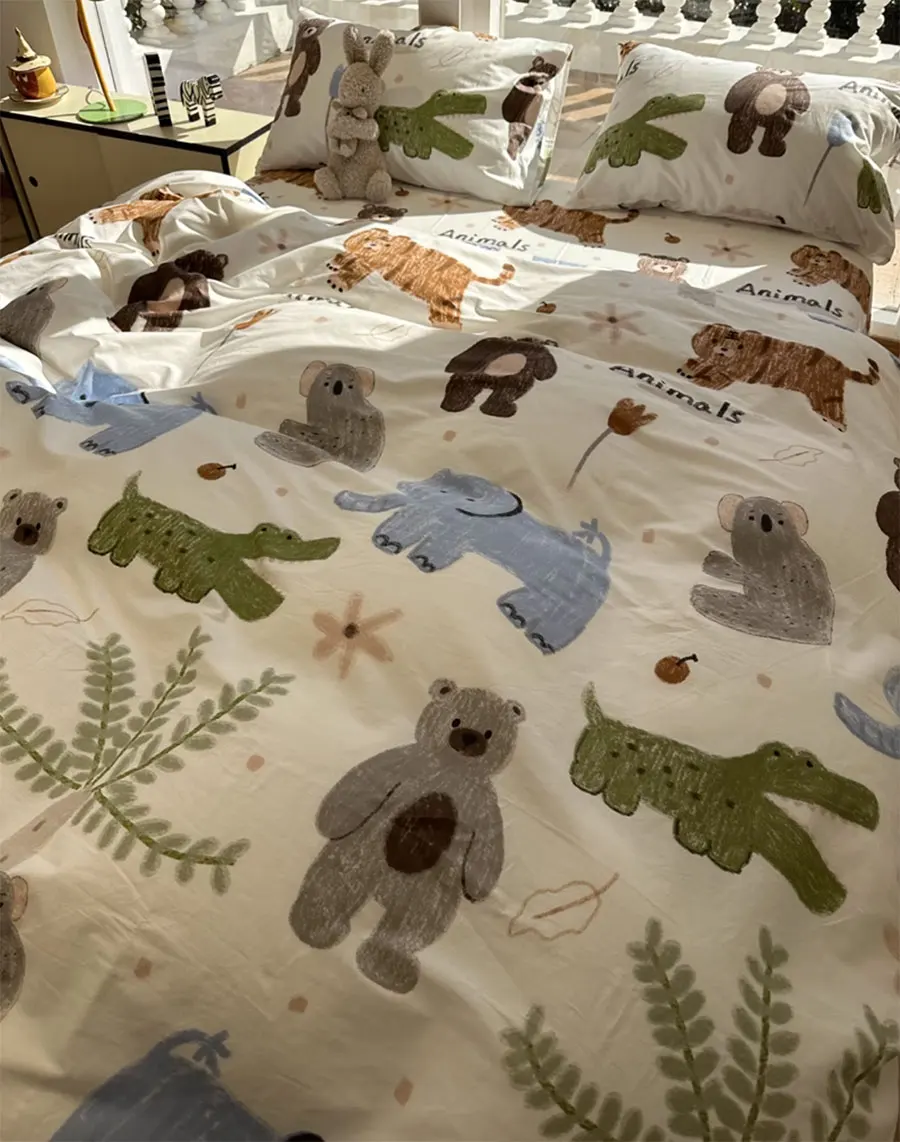 

Cute cartoon animal crocodile elephant bedding set,twin full queen king cotton home textile bed sheet pillow case quilt cover