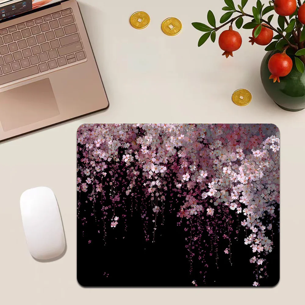 Cherry Blossom Scenery small mouse pad desk pad rubber anti-slip edge locking laptop office mat pc accessories 25X29CM gaming