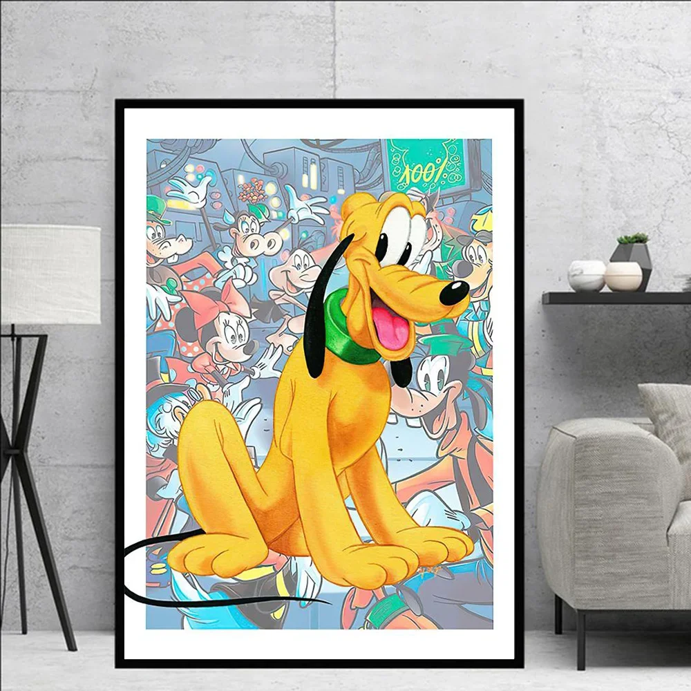 شخصيات ديزني الكرتونية للديكور المنزلي ، ميكي ماوس ، دونالد دك ، قماش مطبوع عالي الدقة ، جدارية حائط ، ملصقات فنية ، غرفة أطفال ، ميني سو