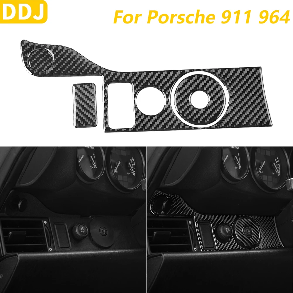 

For Porsche 911 964 1989-1998 Carbon Fiber Driver's Side Headlight Switch Control Panel Cover Decorative Car Accessories Sticker