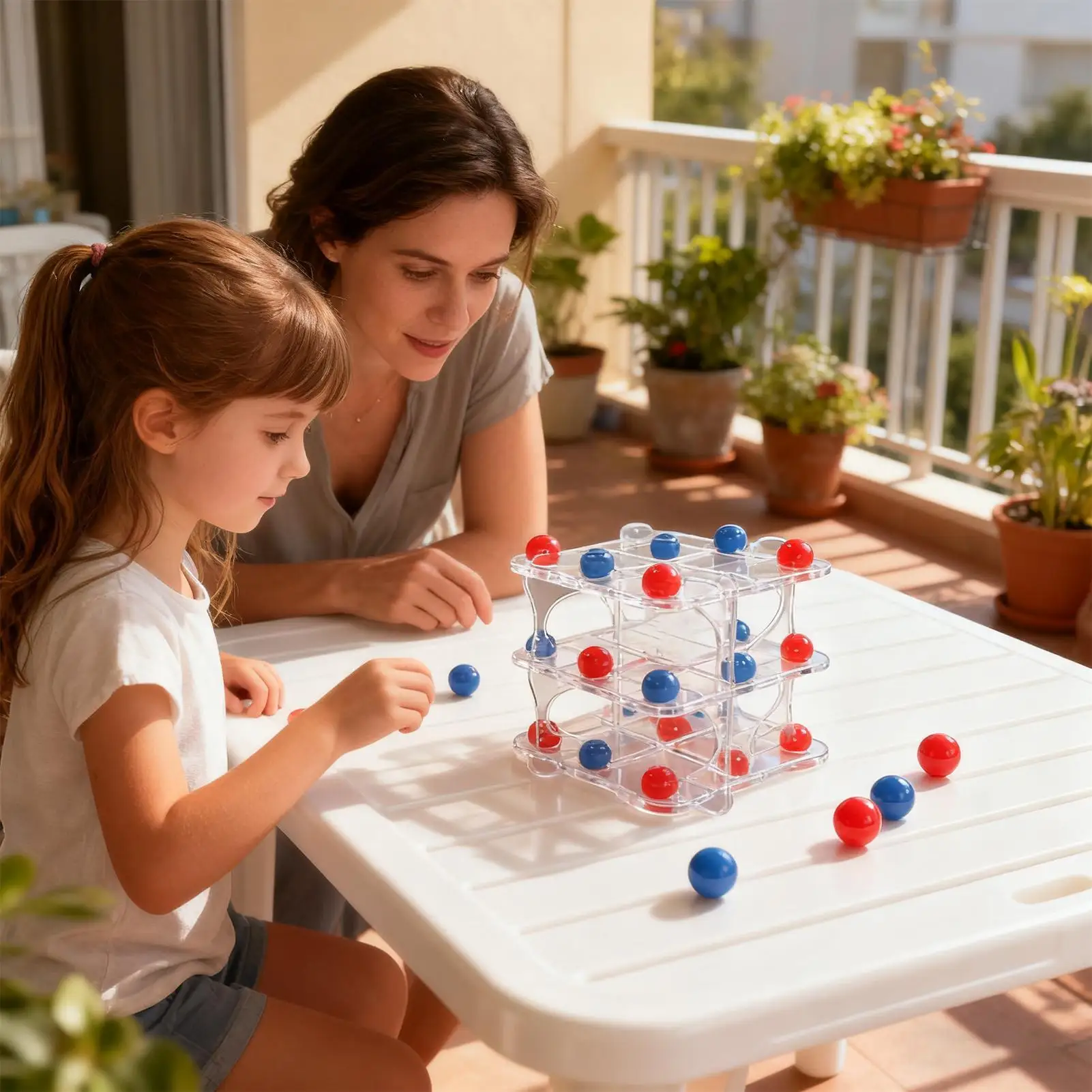 Travel Chess Set Educational Connection Toys 3D Connect 3 Ball Game For Over 4 Years Old Boy Girl Adult Youth Friend Student