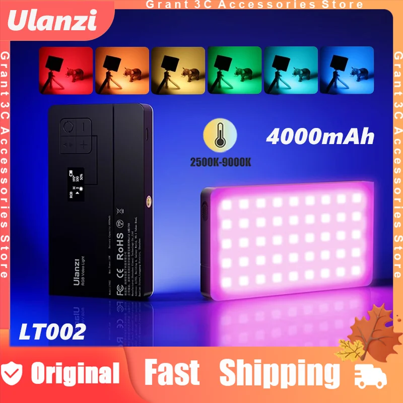 Ulanzi LT002 RGB LED Video Panel Light Custom CRI 95+ 2500-9000K Dimmable Fill Light with 4000mAh Battery for Live Streaming