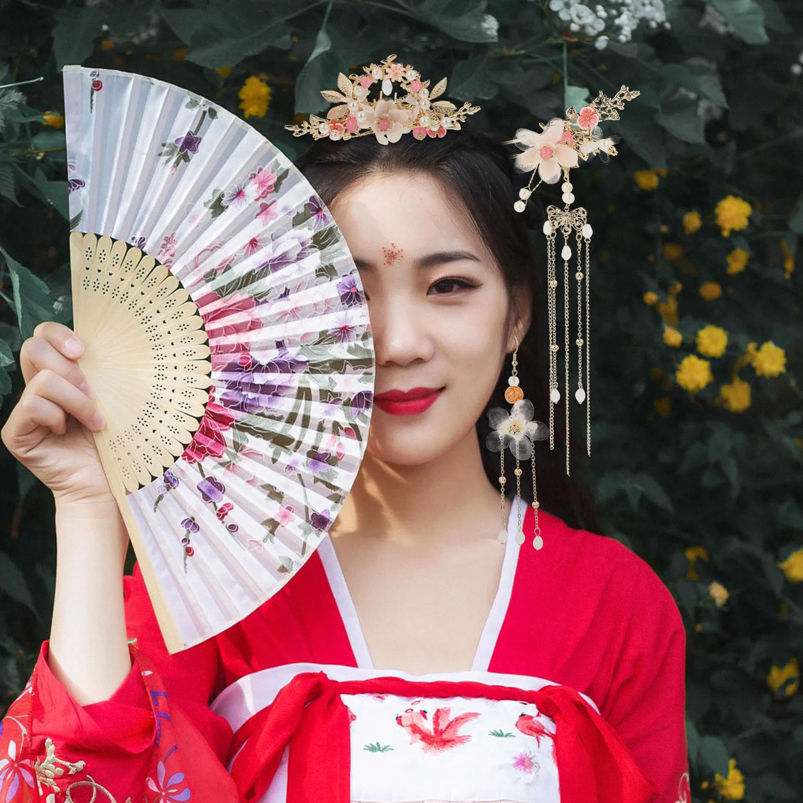 

Exquisite Ancient Style Headdress Set 1 Pair Hairpins Comb 1 Pair Earrings Traditional Hanfu Headwear for Weddings for Hanfu