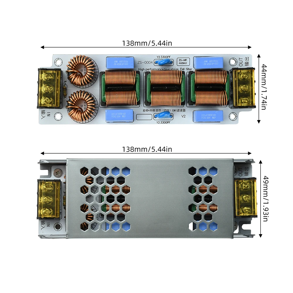 10A AC EMI Filter 110-250V Single-phase EMI Electromagnetic Interference Filter Audio Switching Power Supply Ripple Filter image 6
