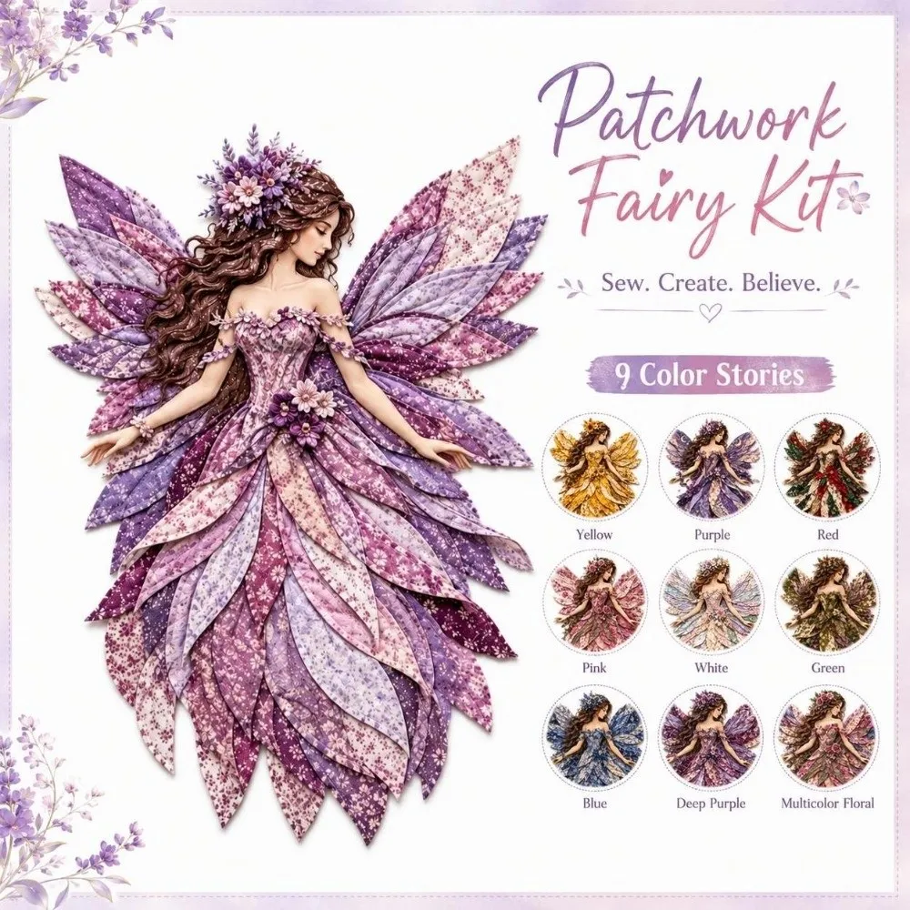 Handmade Patchwork Fairy Kit Step By Step Guide Stuffing Included Fairy Sewing Kit Pre Cut Fabric Buttons Included