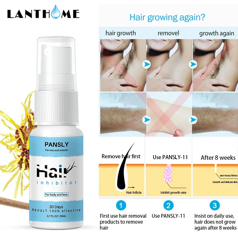 20ML Fast Hair Removal Spray Full Body Painless Hair Growth Inhibitor Arm Armpit Leg Permanent Depilatory for Men Women