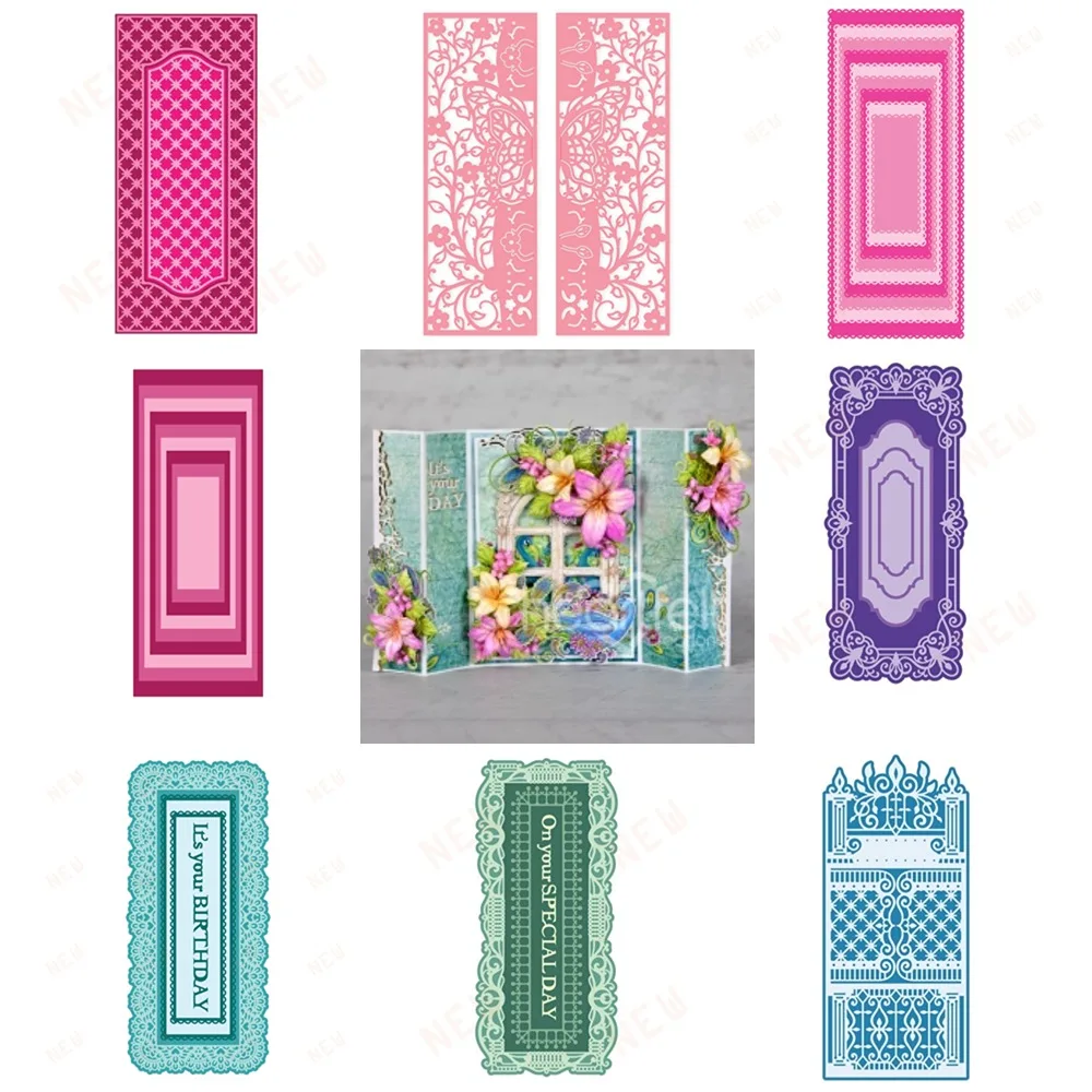 Endemic Slim Ornate Rectangle Cutting Dies Diy Molds Scrapbooking Paper Making Cuts Crafts Template Handmade Card Art