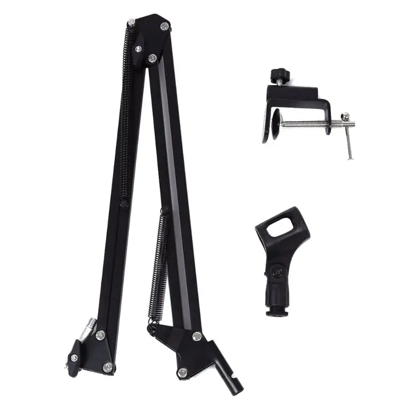 Extendable Recording Microphone Holder Suspension Boom Scissor Arm Stand Holder with Microphone Clip Table Mounting Clamp