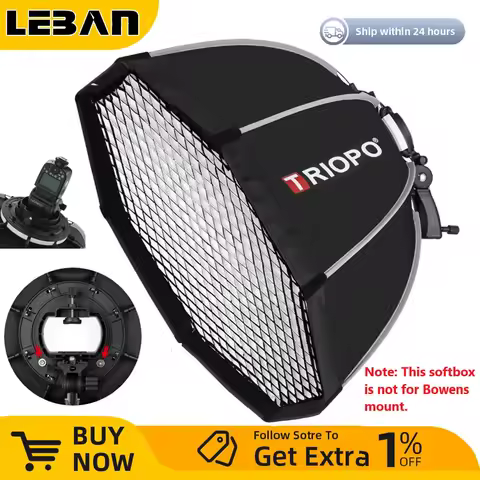 Triopo 55cm 65cm 90cm 120cm Speedlite Portable Octagon Umbrella Softbox + Honeycomb Grid Outdoor Flash SoftBox for Godox Canon