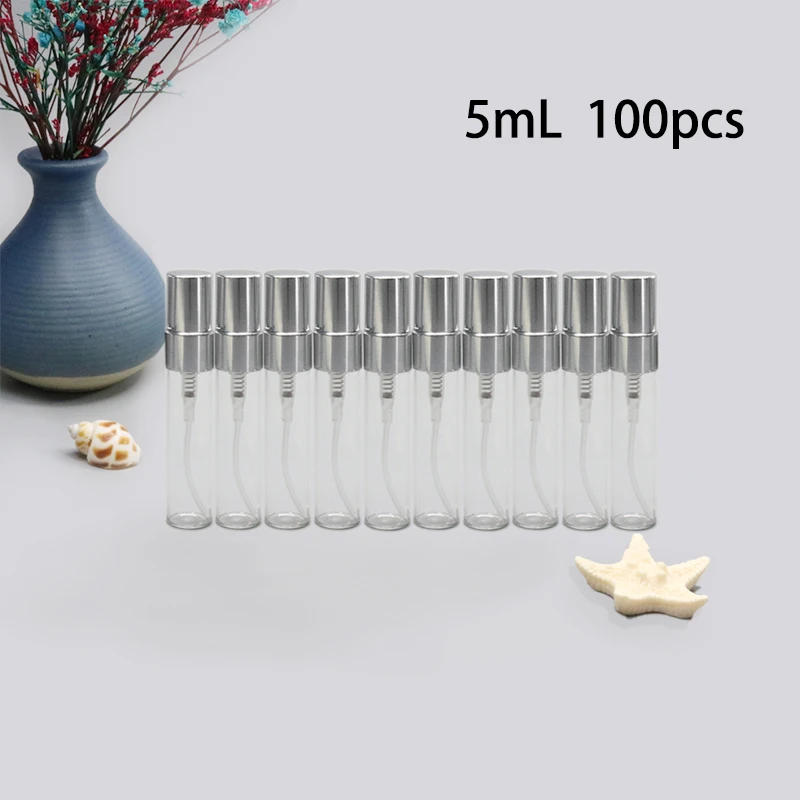 100 stks 5 ml/10 ml mini compact helder glas hervulbare vernevelaar Spray Reizen parfumflesje draagbare cosmetische tool